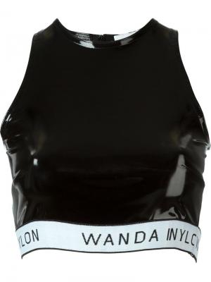 Виниловый укороченный топ Wanda Nylon. Цвет: чёрный