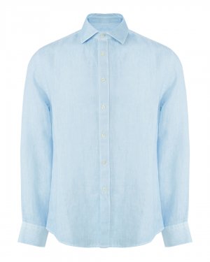 Льняная рубашка 120% lino. Цвет: голубой