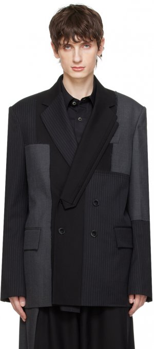 Черный двубортный пиджак Feng Chen Wang