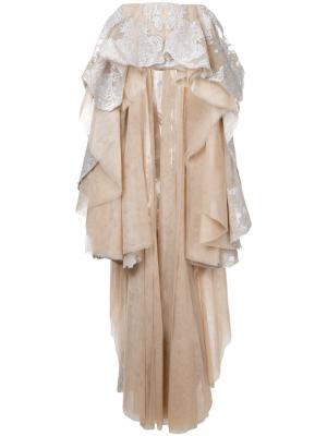 Декорированная юбка с баской Mikael D.. Цвет: телесный