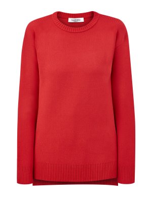 Пуловер из эластичной пряжи с вышитым логотипом в тон VALENTINO. Цвет: красный