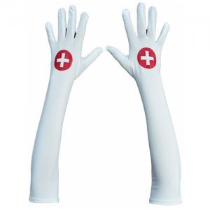Перчатки Медсестры длинные карнавальные СмеХторг. Цвет: белый