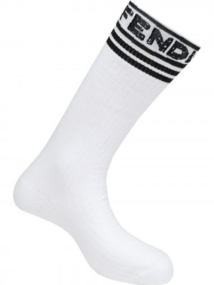 Носки с логотипом Fendi. Цвет: белый