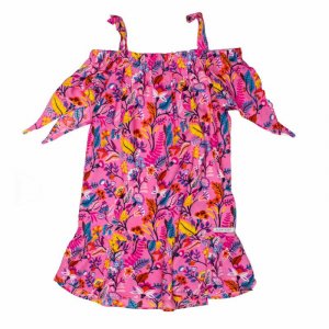 Платье без бретелек с декоративными цветочными рюшами Детское NAF
