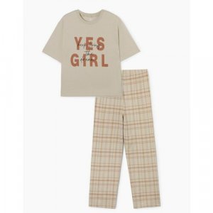 Пижама , размер 6-8л/122-128, бежевый Gloria Jeans. Цвет: бежевый