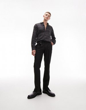 Черные классические костюмные брюки Topman