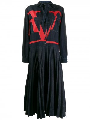 Джинсовое платье со складками Valentino. Цвет: синий