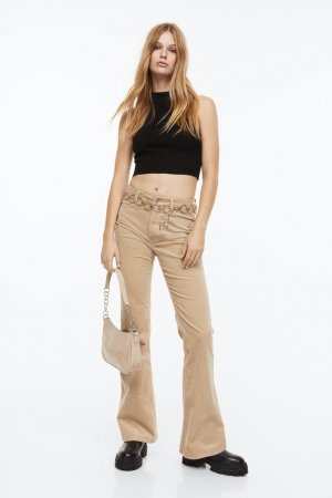 Расклешенные вельветовые брюки , бежевый H&M