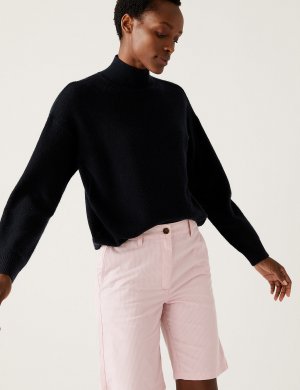 Хлопковые шорты чинос в полоску , розовый микс Marks & Spencer