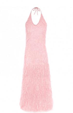 Однотонное платье-миди с открытой спиной Rodarte. Цвет: розовый