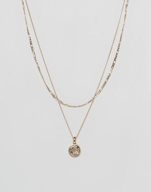 Золотистое многоярусное ожерелье с подвеской-медальоном эксклюзивно для ASOS-Золотой Chained & Able