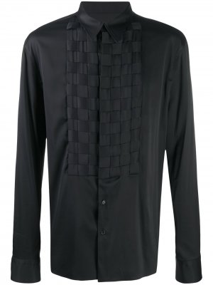 Рубашка с длинными рукавами и вставкой в клетку Bottega Veneta. Цвет: черный