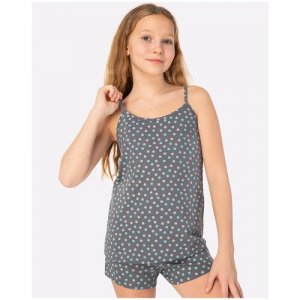 Пижама для девочки , HF410SP размер 146, цвет цветной.горох.на.т.сером HappyFox. Цвет: мультиколор/серый
