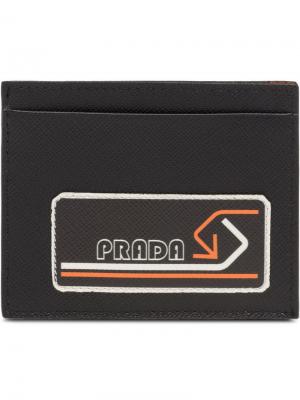 Визитница с логотипом Prada. Цвет: черный