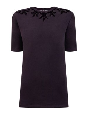 Однотонная футболка приталенного кроя с вышивкой ERMANNO SCERVINO. Цвет: черный