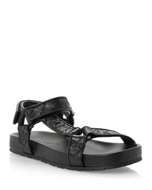 Женские кожаные сандалии на плоской подошве , цвет Black Bottega Veneta
