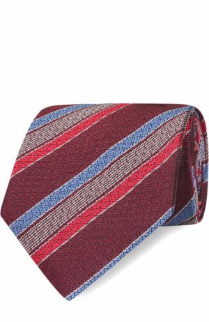 Шелковый галстук в полоску Brioni. Цвет: красный