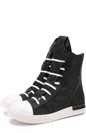 Высокие кожаные кеды на шнуровке с молнией Cinzia Araia. Цвет: черный