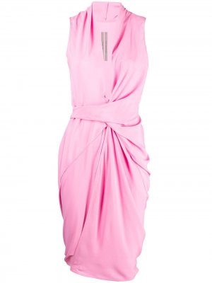 Платье миди асимметричного кроя со сборками Rick Owens. Цвет: розовый