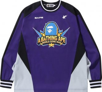 Лонгслив BAPE Team Logo Relaxed Fit Long-Sleeve 'Purple', фиолетовый