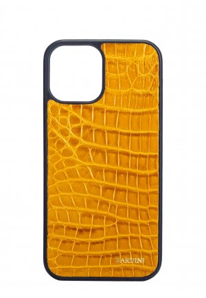 Чехол для iPhone 12 Pro из кожи крокодила BARDINI. Цвет: коричневый