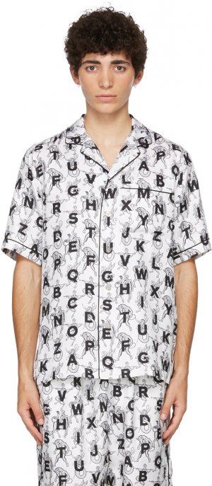 SSENSE Эксклюзивная Белая Шелковая Рубашка С Коротким Рукавом Mythical Alphabet Burberry
