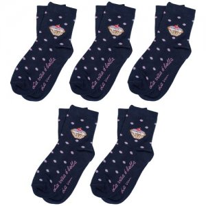 Комплект из 5 пар детских носков темно-синие, размер 14-16 ХОХ. Цвет: синий