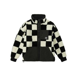 Reversible Sherpa Fleece Lined Collar Logo Jacket Men Outerwear Black White VN0A5F6U7DR Vans