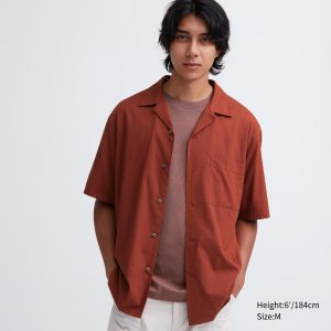 Повседневная рубашка с короткими рукавами (открытый воротник) , темно-оранжевый Uniqlo