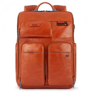 Рюкзак PIQUADRO Blue Square, фактура гладкая, коричневый, оранжевый. Цвет: оранжевый
