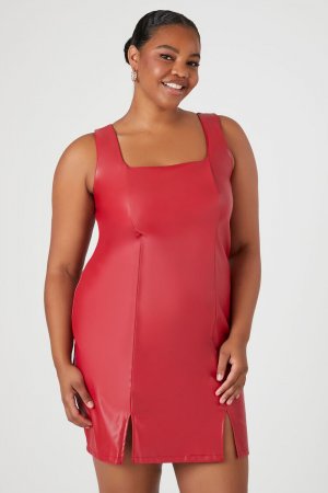 Облегающее мини-платье из искусственной кожи больших размеров , красный Forever 21
