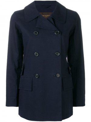 Двубортное пальто Louis Vuitton Vintage. Цвет: синий