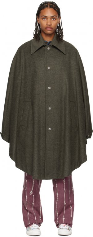 Зеленое пальто-накидка в стиле милитари Vivienne Westwood