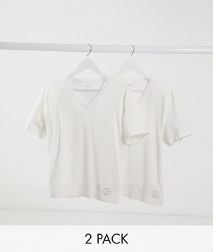 Набор белых футболок с V-образным вырезом -Белый Tom Tailor