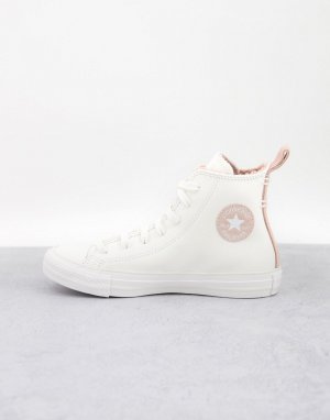 Высокие кожаные кроссовки светлого цвета со шнуровкой Chuck Taylor-Белый Converse