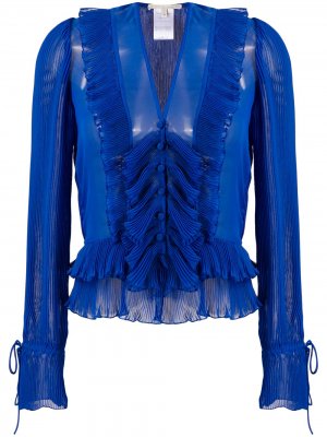 Прозрачная рубашка с плиссировкой Marco De Vincenzo. Цвет: синий
