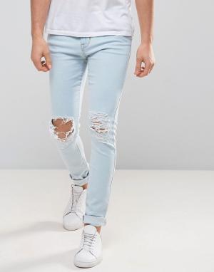 Рваные супероблегающие джинсы Dr Denim. Цвет: синий