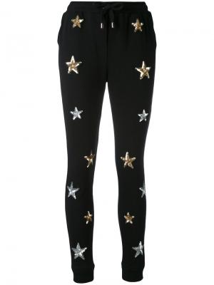Спортивные брюки с нашивками-звездами Zoe Karssen. Цвет: чёрный