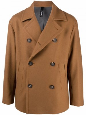 Короткое двубортное пальто Hevo. Цвет: коричневый
