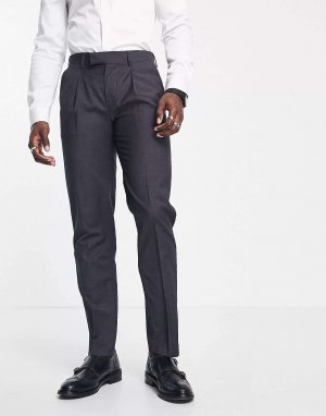Узкие костюмные брюки серого цвета из чистой мериносовой шерсти меланжевого Noak
