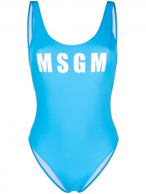 Купальник с логотипом MSGM. Цвет: синий