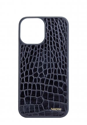Чехол для iPhone 12 Pro МАХ из кожи крокодила BARDINI. Цвет: черный