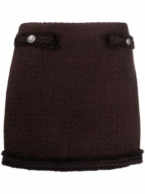 Твидовая юбка мини с пуговицами Blumarine. Цвет: коричневый