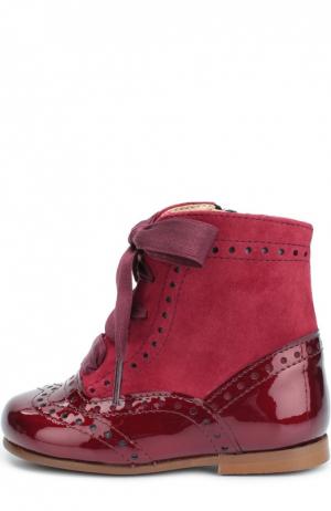 Комбинированные ботинки с перфорацией Clarys. Цвет: бордовый