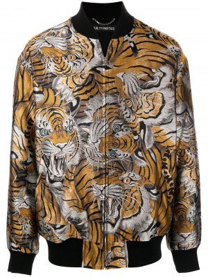 Tiger-jacquard bomber jacket Wacko Maria. Цвет: оранжевый