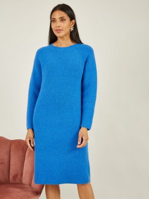 Вязаное платье-джемпер миди , синий Yumi