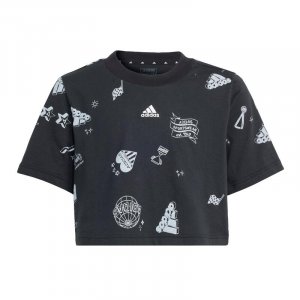 Детская укороченная рубашка с принтом Brand Love со сплошным ADIDAS, цвет schwarz Adidas