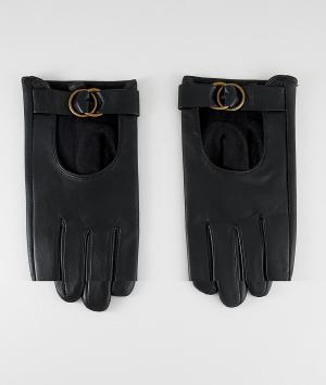 Кожаные перчатки с кольцами ASOS DESIGN. Цвет: черный