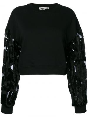 Укороченный пуловер с полупрозрачными рукавами McQ Alexander McQueen. Цвет: чёрный