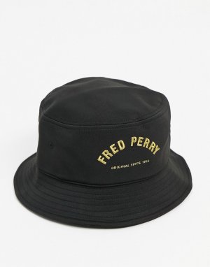 Черная панама с изогнутым принтом логотипа -Черный цвет Fred Perry
